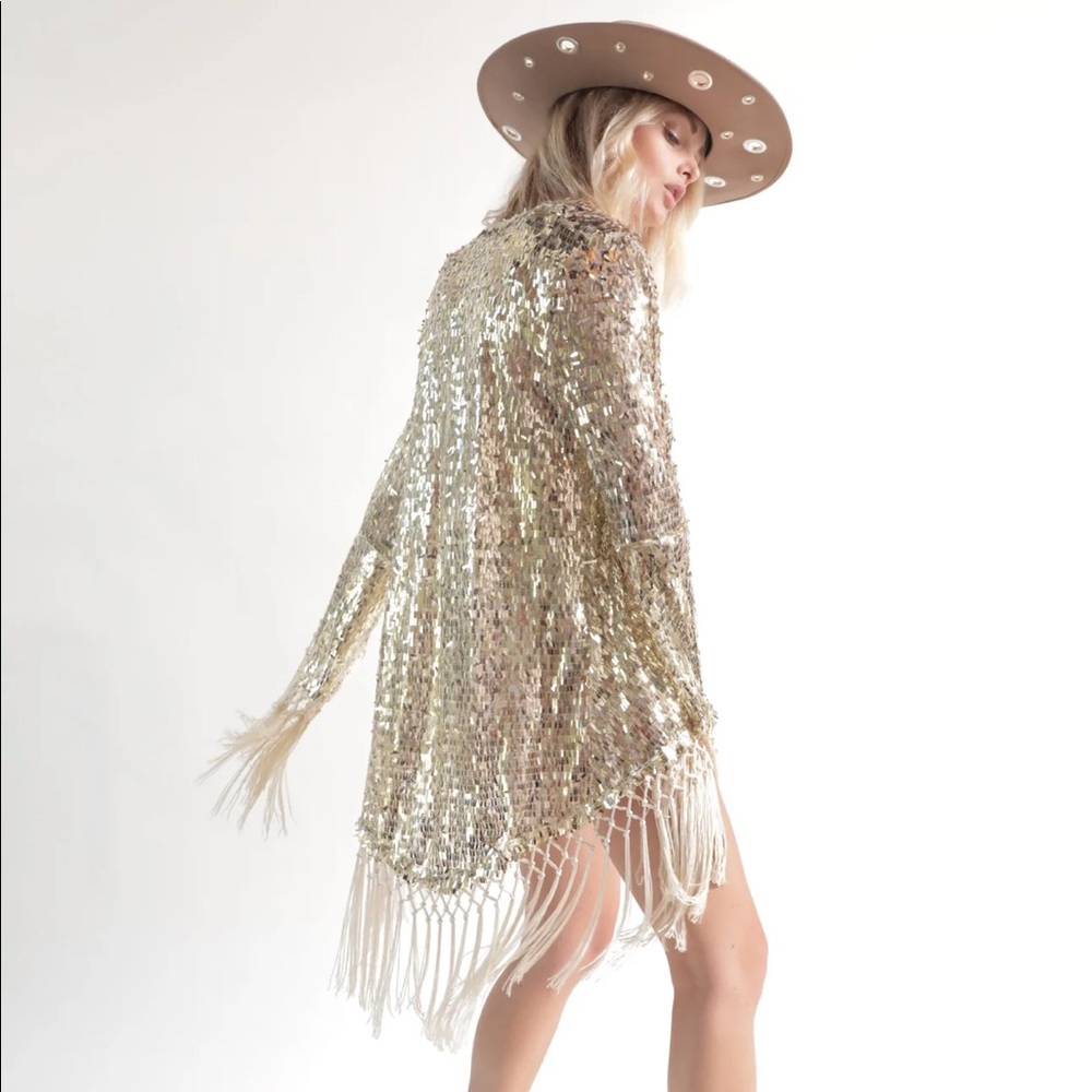 EastnWest label Cruise Jacket in Gold Confetti